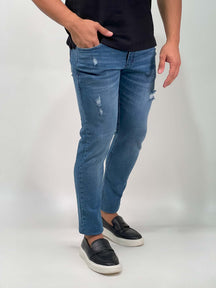 Calça Jeans Skinny Marmorizado